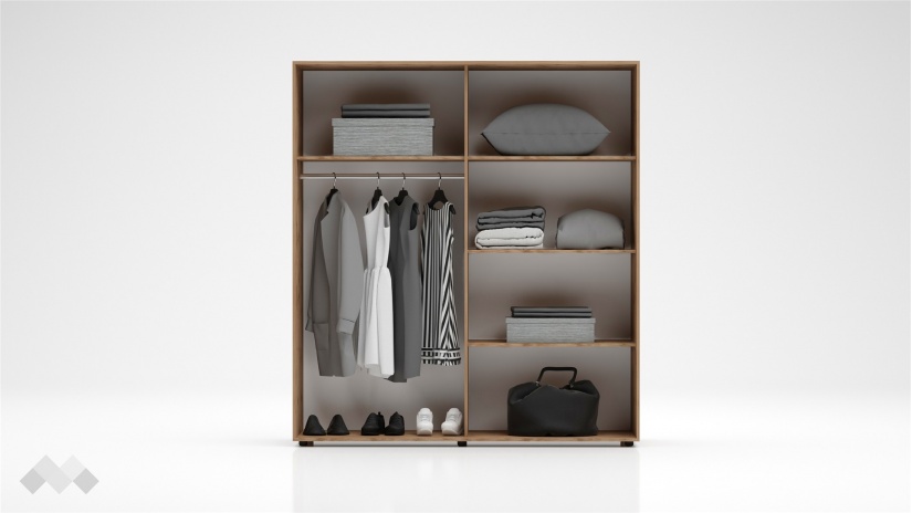 Гардероб Галати с плъзгащи врати дъб вотан светъл с антрацит - изглед 2