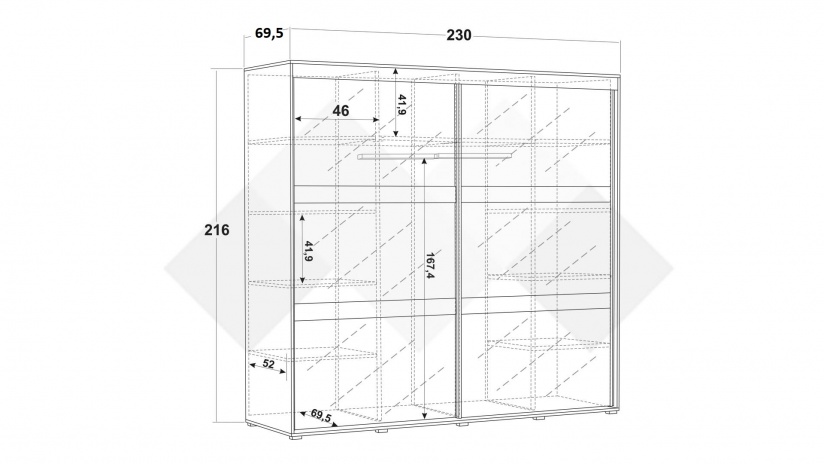 Гардероб Латте с плъзгащи врати тъмен норвежки бор - изглед 5