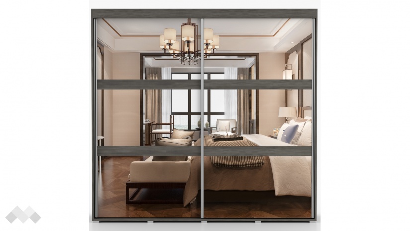 Гардероб Латте с плъзгащи врати тъмен норвежки бор - изглед 1