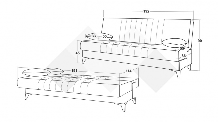 Клик-клак канапе Кенто триместни зелен - изглед 6