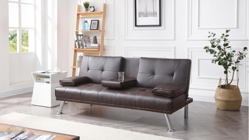 Клик-клак канапе Лийн двуместни кафяв - изглед 1