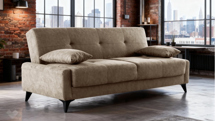 Клик-клак канапе Нейт триместни кафяв - изглед 1