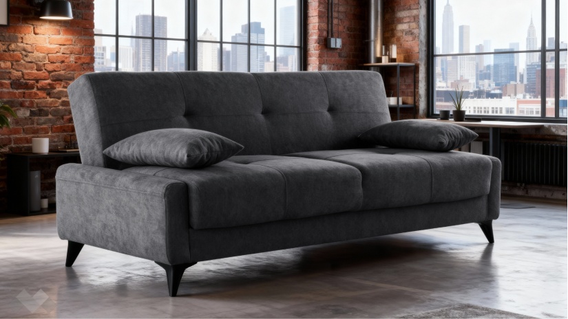 Клик-клак канапе Нейт триместни сив - изглед 1