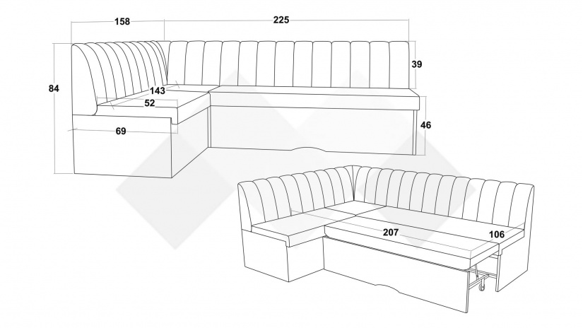 Кухненски ъгъл Кариби с посока зелен - изглед 5