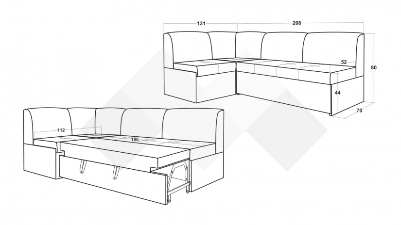 Кухненски ъгъл Лилия универсален ъгъл кафяв с бежово - изглед 6
