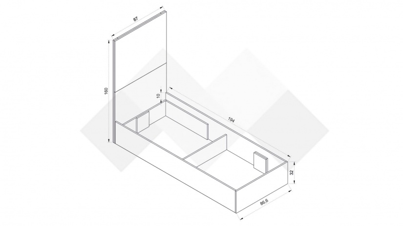 Легло 82/190 Комо орех селект тъмен - изглед 2