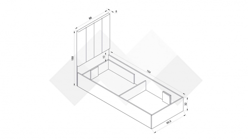 Легло 82/190 Комо дъб ърбан ойстър - изглед 2