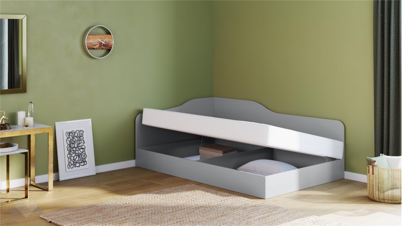 Легло 120/190 Скай с включен матрак Бонел 120/190 нардо сив - изглед 2 - МебелМаг Легло 120/190 Скай с включен матрак Бонел 120/190 нардо сив - изглед 2