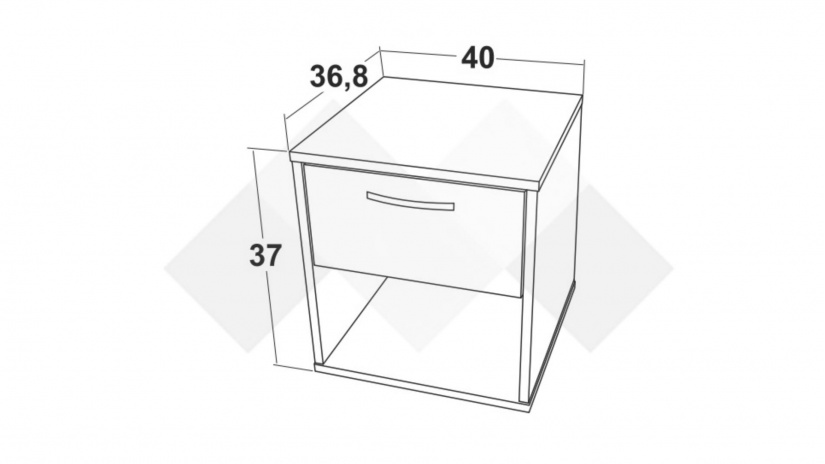 Нощен шкаф Жизел бяло гладко с дъб сонома - изглед 2
