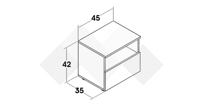 Нощен шкаф Кайли дъб вотан с черно шагре - изглед 2