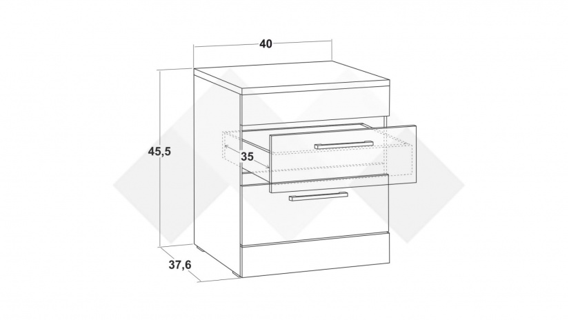 Нощен шкаф Моник златен дъб с бяло - изглед 3