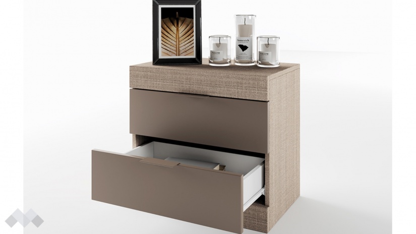 Нощен шкаф Пит мока с лате - изглед 2 - МебелМаг Нощен шкаф Пит мока с лате - изглед 2