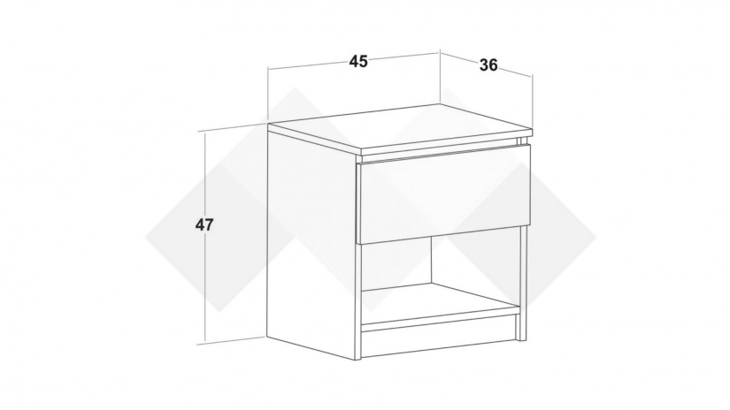 Нощен шкаф Борей браун силвърджак - изглед 2