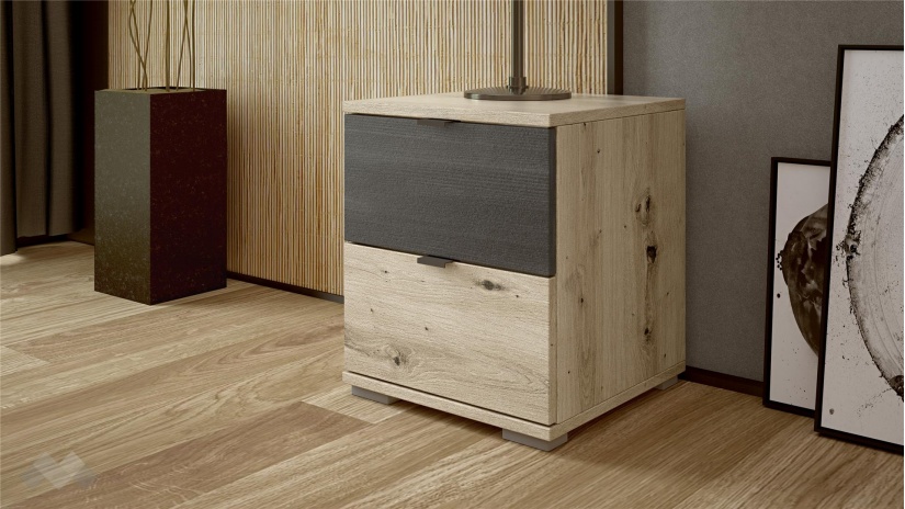 Нощно шкафче Верона дъб артисан с тъмен норвежки бор - изглед 1