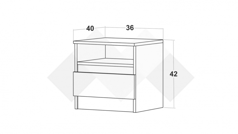 Нощно шкафче Хелиос дъб стокхолм със сиво и бяло гладко - изглед 4