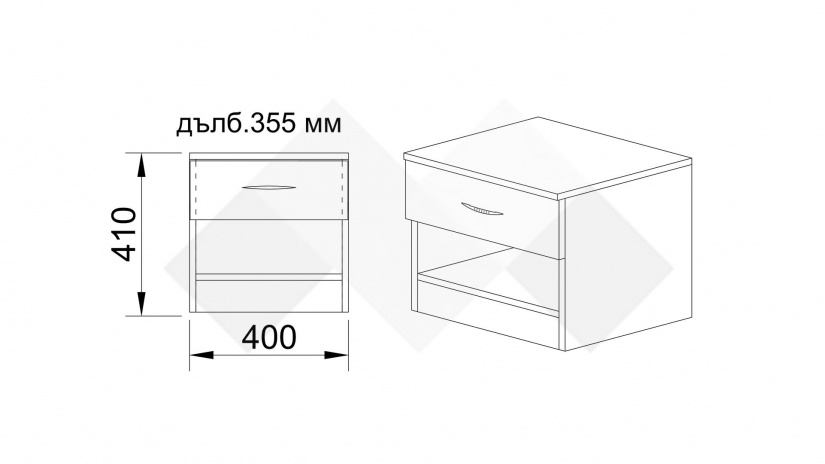 Нощен шкаф Кери сонома арвен с бял гланц - изглед 2