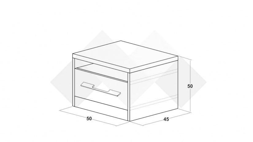 Нощен шкаф Маями кварц с антрацит гланц - изглед 2