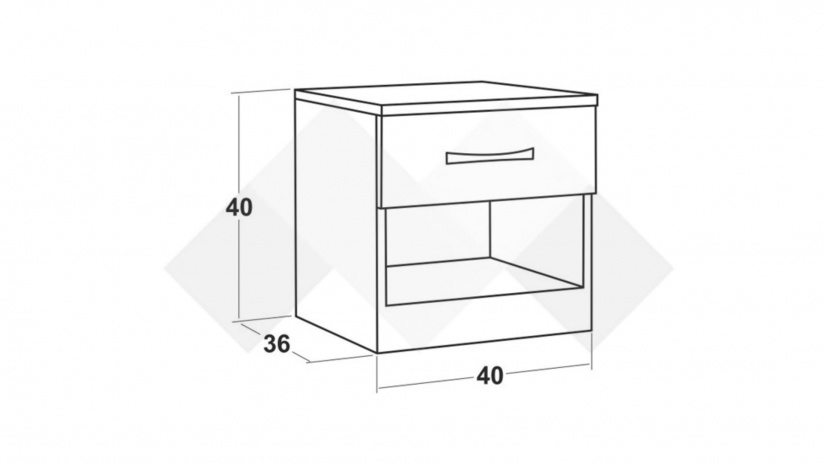 Нощен шкаф Галати дъб вотан светъл с антрацит - изглед 2