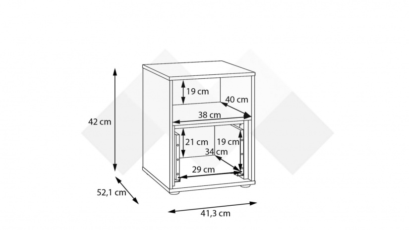 Нощно шкафче Векслин пясък с дъб маувела - изглед 6