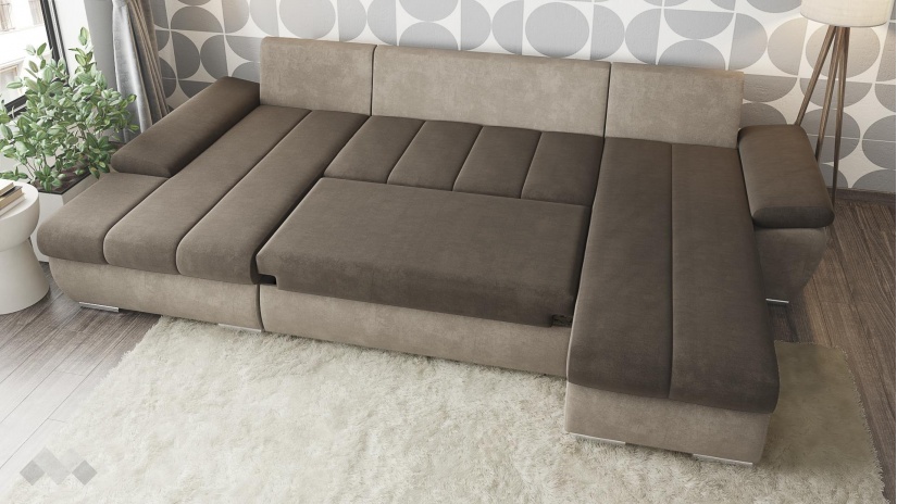 П-образен диван Савона с посока кафяв със светло кафяво - изглед 3 - МебелМаг П-образен диван Савона с посока кафяв със светло кафяво - изглед 3