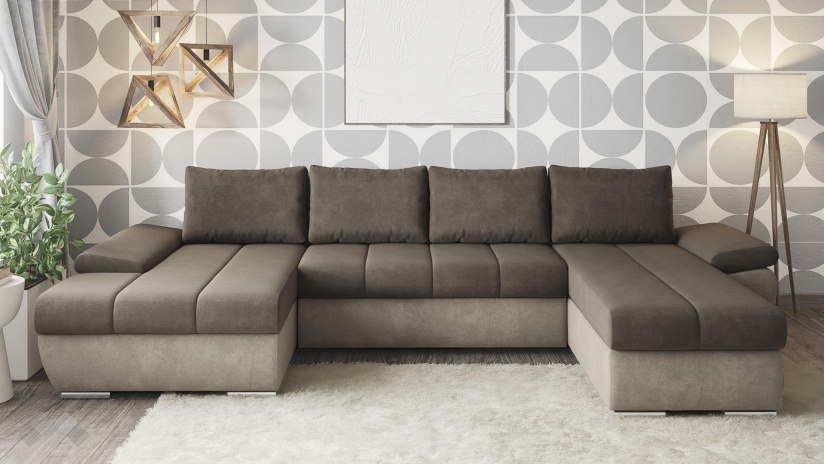 П-образен диван Савона с посока кафяв със светло кафяво - изглед 2 - МебелМаг П-образен диван Савона с посока кафяв със светло кафяво - изглед 2