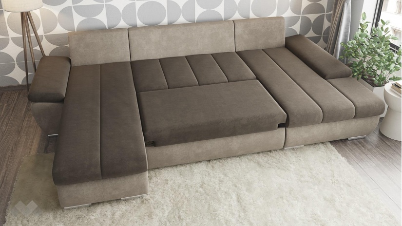 П-образен диван Савона с посока кафяв със светло кафяво - изглед 3