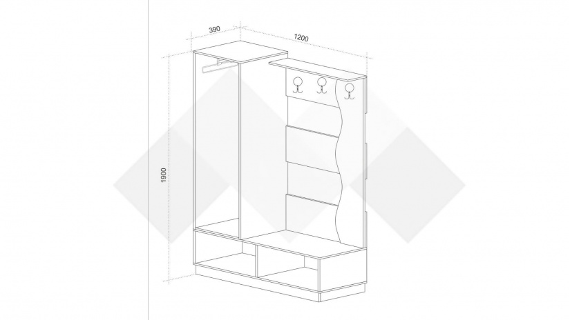 Портманто Сара бял гланц със златен дъб - изглед 3