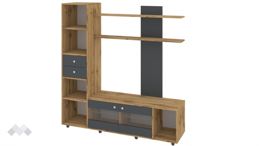 Секция Аверса с витрина златен дъб с антрацит - изглед 2