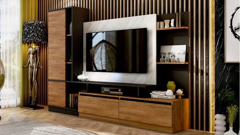 Секция Джаз с гардероб черно с денвър и мрамор - изглед 2