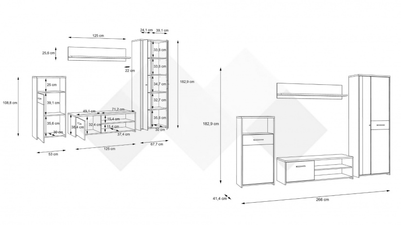 Секция Джулада с витрина пясъчен дъб с бяло - изглед 4