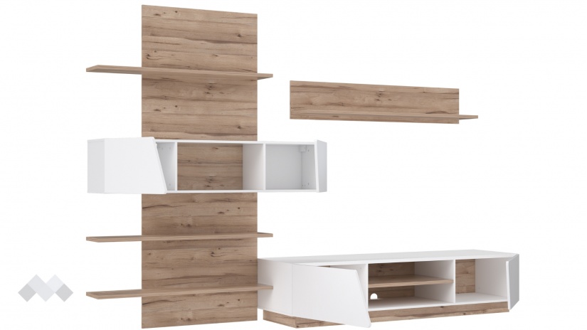 Секция Хулон дъб масина с бяло гланц - изглед 2