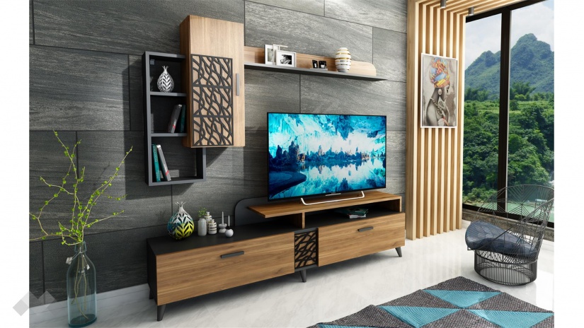 Секция Кели модулни черно шагре с дъб канзас - изглед 2