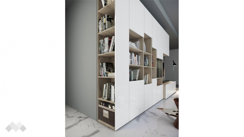 Секция Маверик с LED осветление сонома арвен с бяло гланц - изглед 2