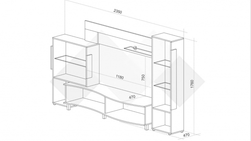 Секция Плей с LED осветление дъб крафт бял с винтидж - изглед 3
