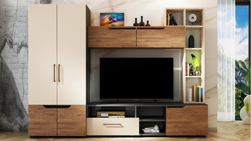 Секция Сенс с гардероб графит с кашмир и денвър - изглед 1