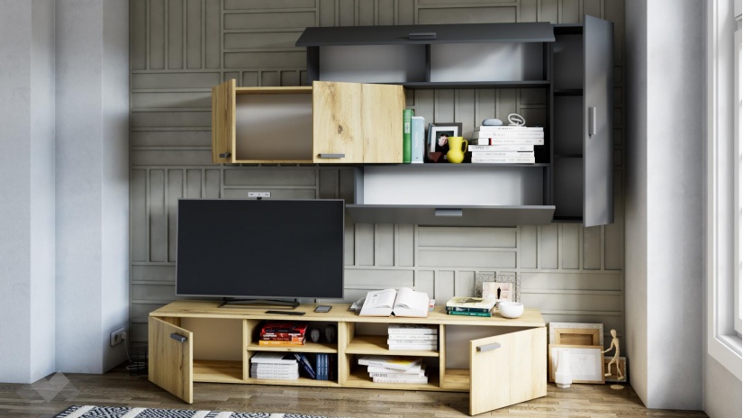 Секция Синтес модулни светъл вотан с антрацит - изглед 2