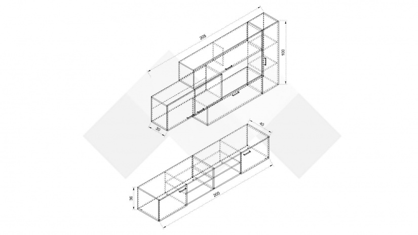 Секция Синтес модулни светъл вотан с антрацит - изглед 3