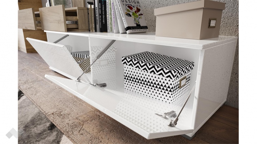 Секция Таласа с открити рафтове сонома арвен с бяло гланц - изглед 7