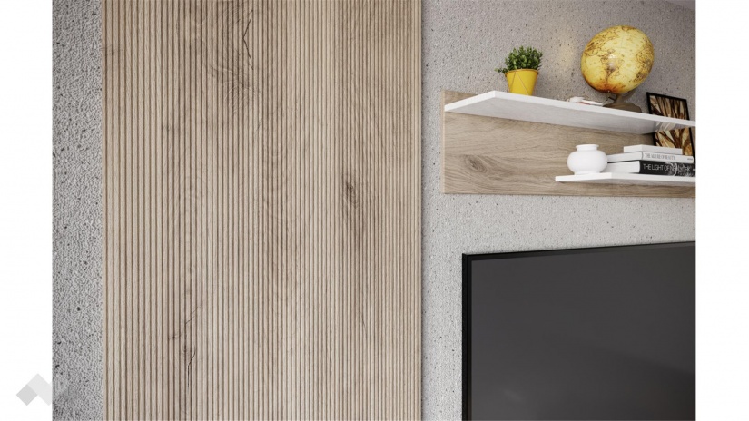 Секция Таласа с открити рафтове сонома арвен с бяло гланц - изглед 4