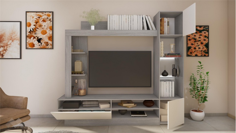 Секция Тити с LED осветление дъб ойстър с шампейн - изглед 2