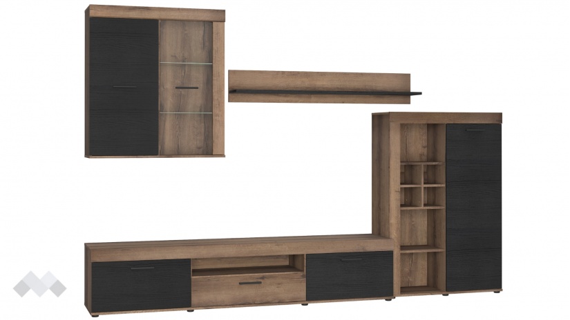 Секция Валентин модулни тъмен дъб с черен дъб - изглед 2