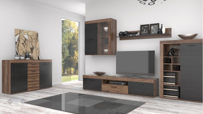 Секция Валентин модулни тъмен дъб с черен дъб - изглед 1