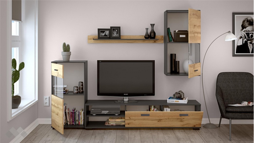 Секция Вега модулни светъл вотан с антрацит - изглед 2