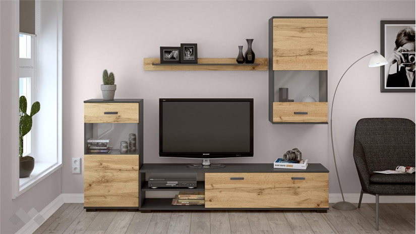 Секция Вега модулни светъл вотан с антрацит - изглед 1