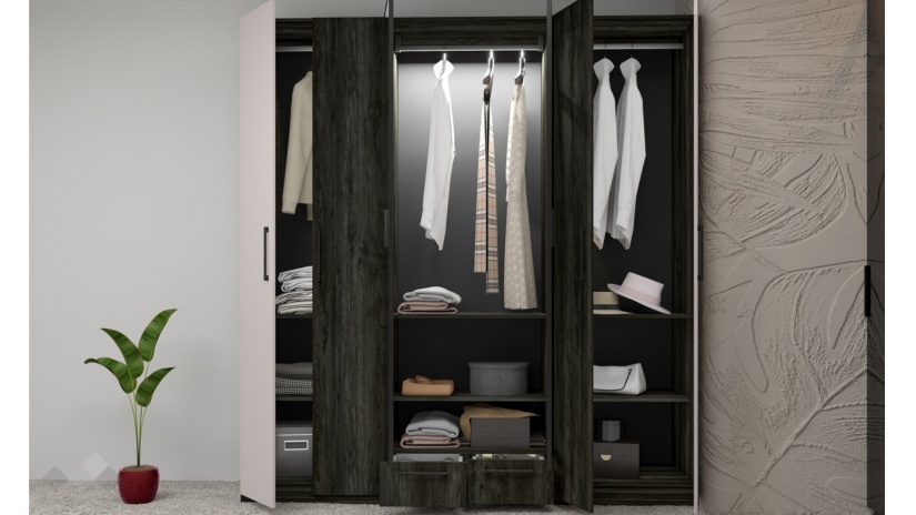 Гардероб Лондон шесткрилни дъб герано с кашмир - изглед 2 - МебелМаг Гардероб Лондон шесткрилни дъб герано с кашмир - изглед 2