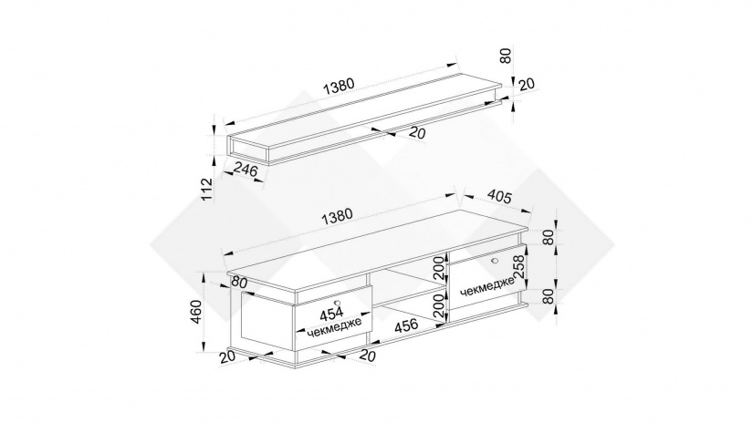 ТВ шкаф Купър песаро с графит - изглед 2