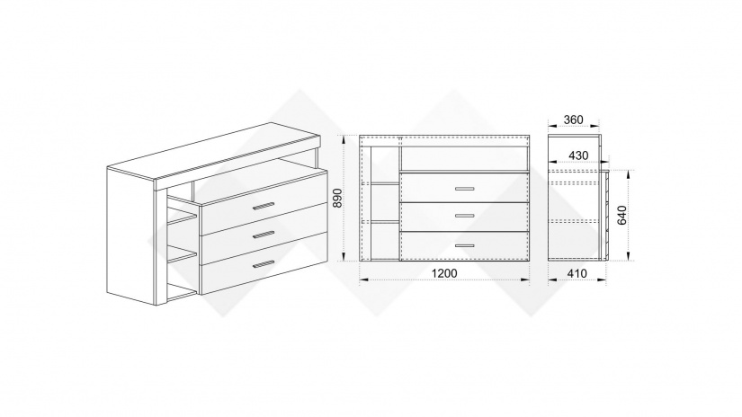 Скрин Антония кобалт гланц със сонома арвен - изглед 2
