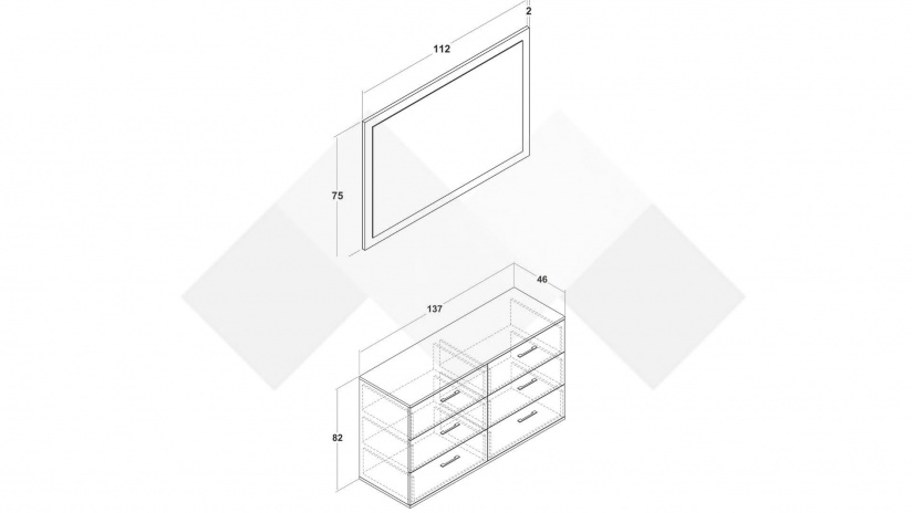 Скрин Керина памучно бежов с травертин - изглед 2 - МебелМаг Скрин Керина памучно бежов с травертин - изглед 2
