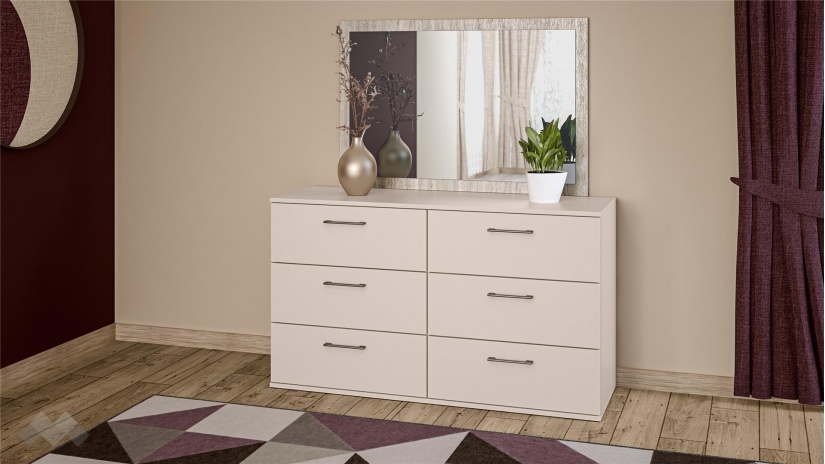 Скрин Керина памучно бежов с травертин - изглед 1 - МебелМаг Скрин Керина памучно бежов с травертин - изглед 1