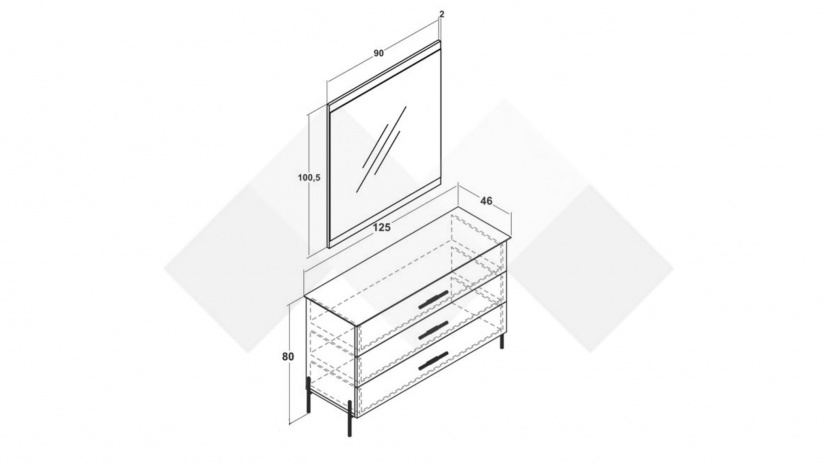 Скрин Салвадор памучно бежов с атрацит - изглед 2 - МебелМаг Скрин Салвадор памучно бежов с атрацит - изглед 2